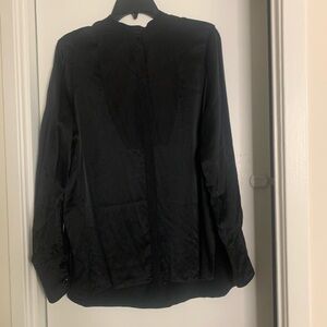 JOSEPH Silk Black Top Slit Blouse Size 40 Vintage Women